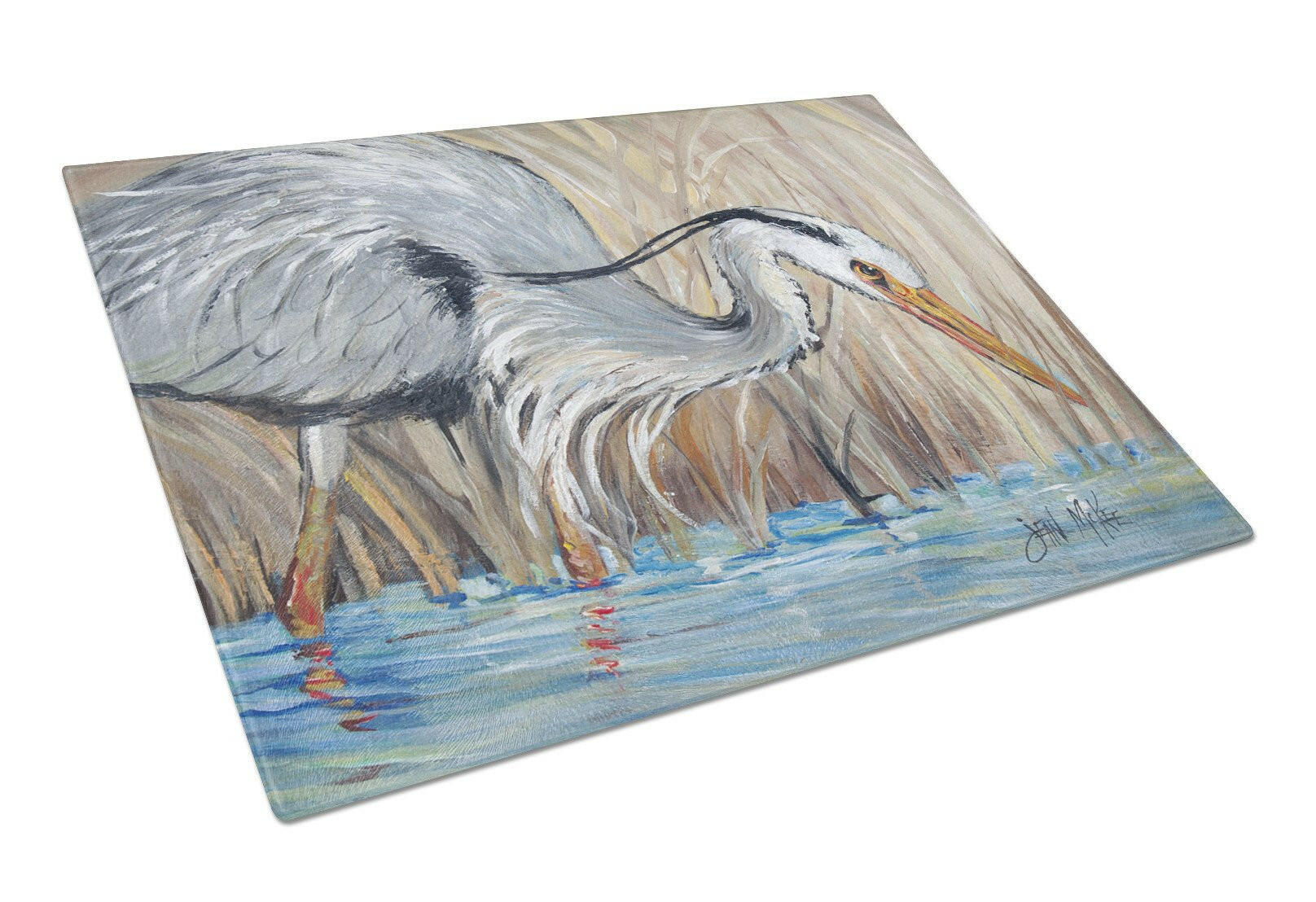 Blue Heron in the reeds Cutting Board Tempered Glass Kitchen Cutting Surface, Heat Resistant Chopping, Non-Slip Feet, Food Prep & Serving