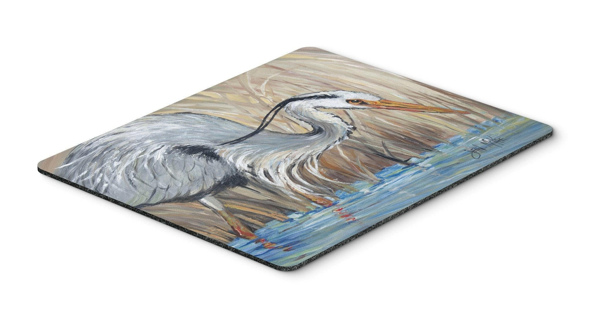 Blue Heron in the reeds Mouse Pad, Heat Resistant Trivet Hot Pad , Non Slip Rubber Desk Mat, Kitchen Counter Protector, Home Office Decor Gift