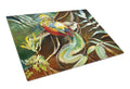 Mandarin Pheasant Cutting Board Tempered Glass Kitchen Cutting Surface, Heat Resistant Chopping, Non-Slip Feet, Food Prep & Serving