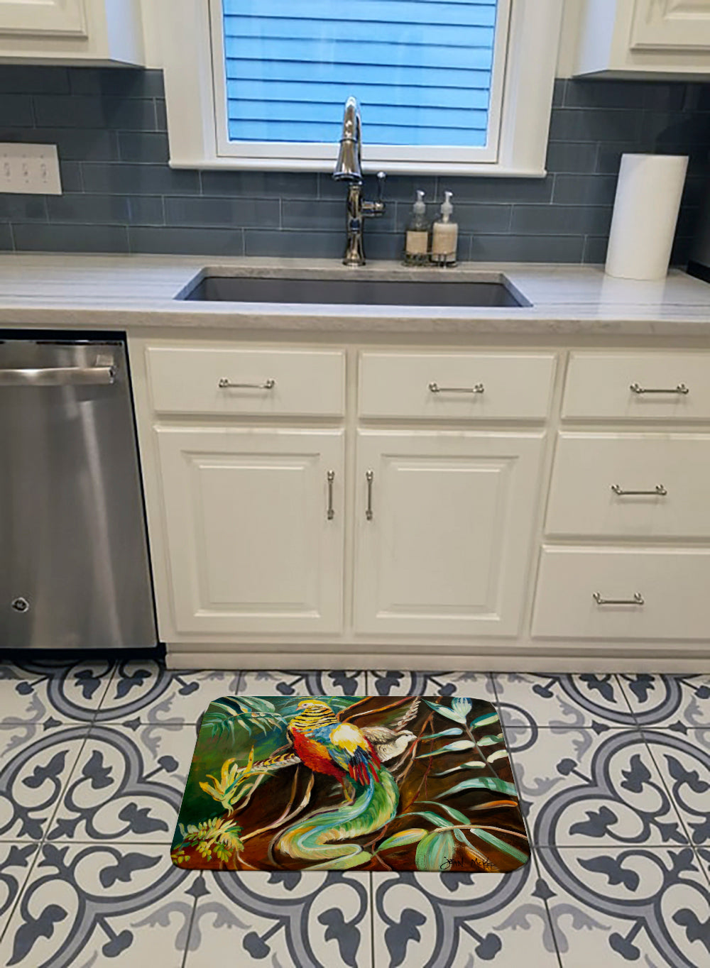 Mandarin Pheasant Memory Foam Kitchen Mat Machine Washable Anti-Fatigue Cushion Comfort Bath or Kitchen Rug