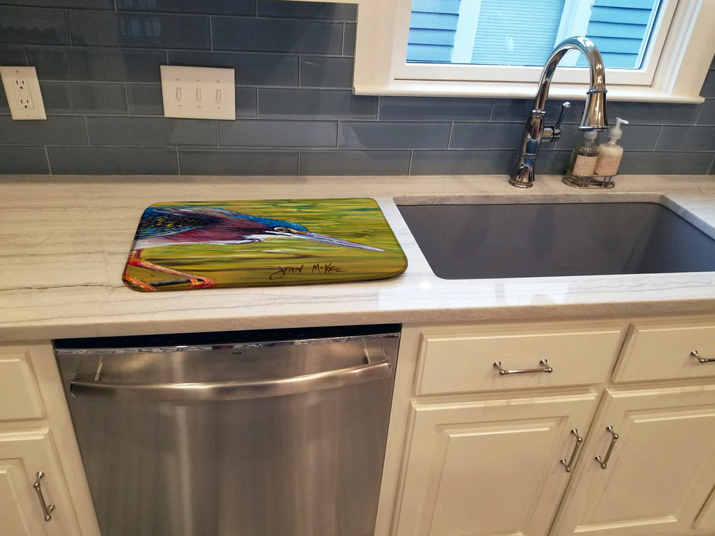 Green Heron Dish Drying Mat Absorbent Dish Drying Mat Pad for Kitchen Counter Dish Drainer Mat for Countertop, 14 x 21", Multicolor