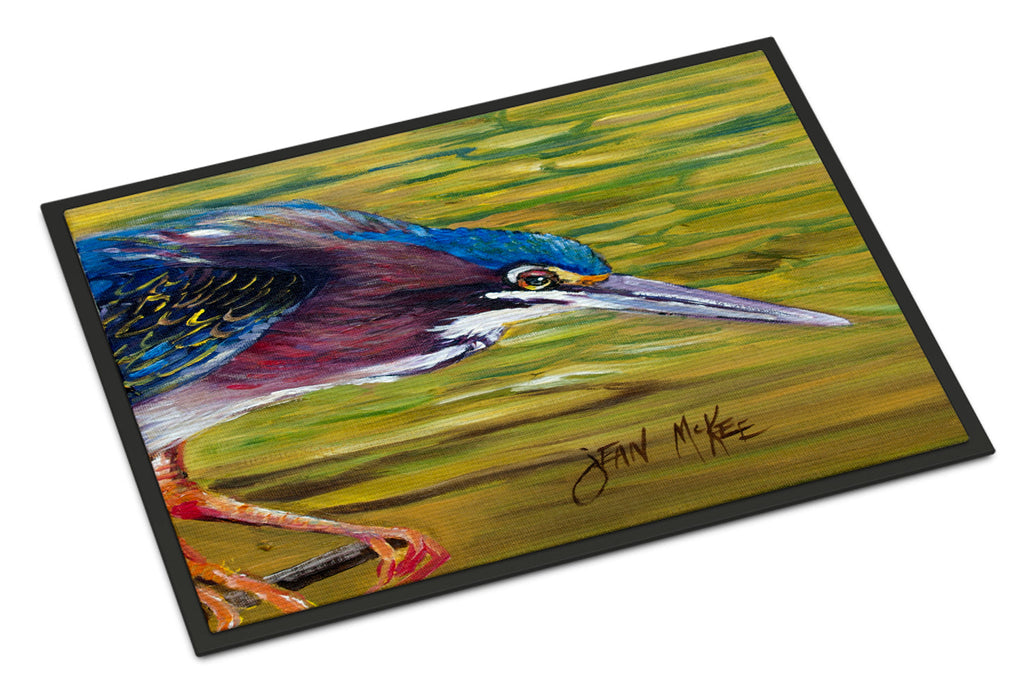 Green Heron Doormat Indoor Outdoor 24H X 36W Front Door Mat Rugs for Entryway, Non Slip Washable Low Pile,