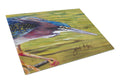 Green Heron Cutting Board Tempered Glass Kitchen Cutting Surface, Heat Resistant Chopping, Non-Slip Feet, Food Prep & Serving
