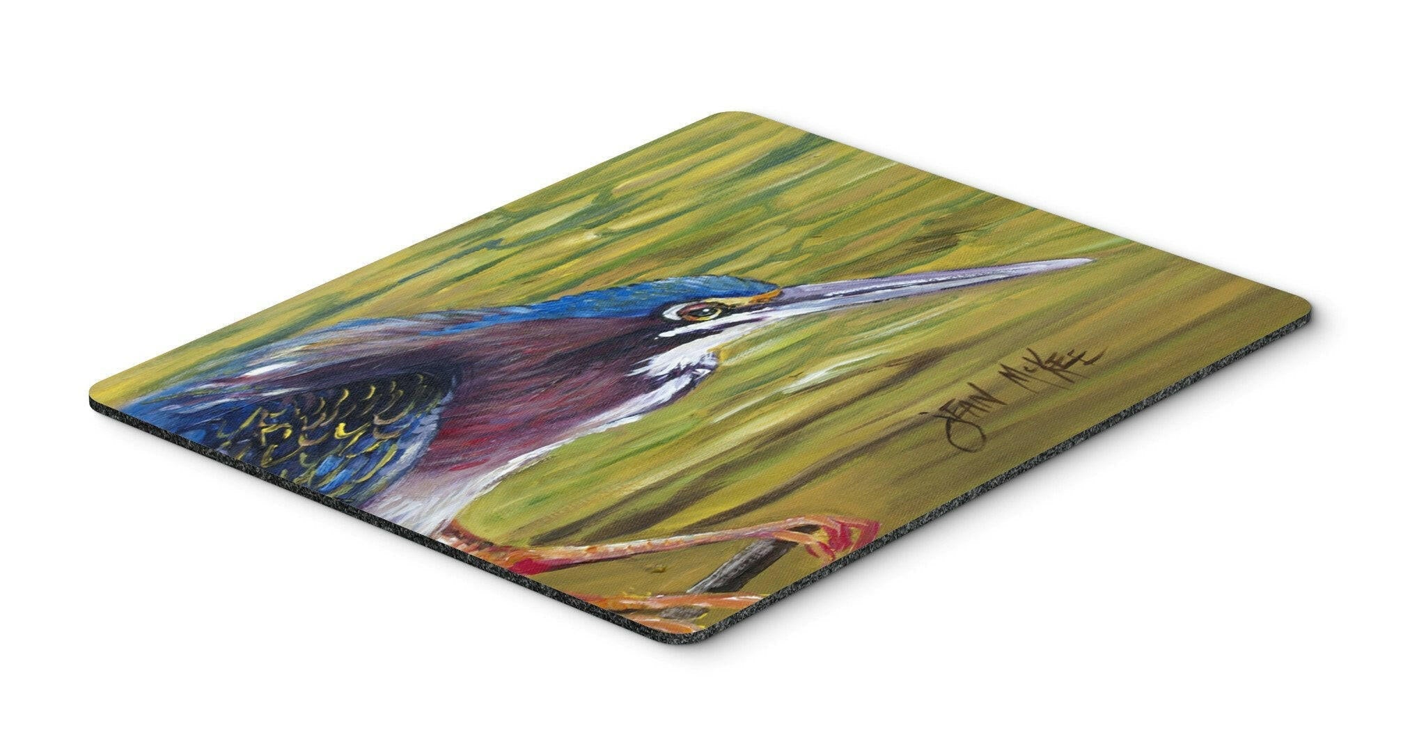 Green Heron Mouse Pad, Heat Resistant Trivet Hot Pad , Non Slip Rubber Desk Mat, Kitchen Counter Protector, Home Office Decor Gift