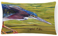 Green Heron Decorative Throw Pillow 12x16 Indoor Outdoor Accent Cushion, Fabric Cover with Insert for Sofa, Bed, Porch & Living Room
