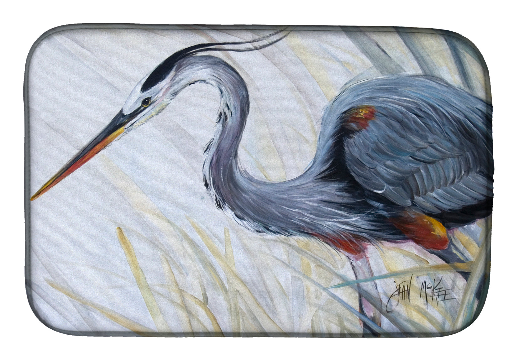 Blue Heron Frog hunting Dish Drying Mat Absorbent Dish Drying Mat Pad for Kitchen Counter Dish Drainer Mat for Countertop, 14 x 21", Multicolor