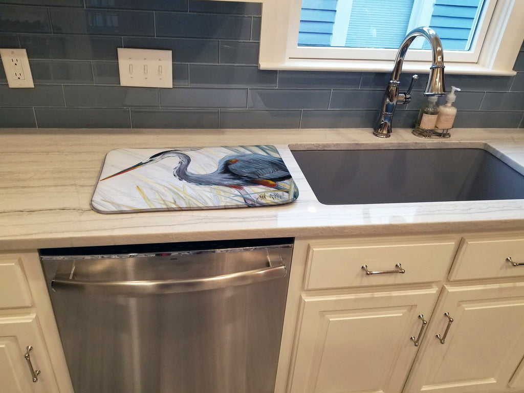 Blue Heron Frog hunting Dish Drying Mat Absorbent Dish Drying Mat Pad for Kitchen Counter Dish Drainer Mat for Countertop, 14 x 21", Multicolor