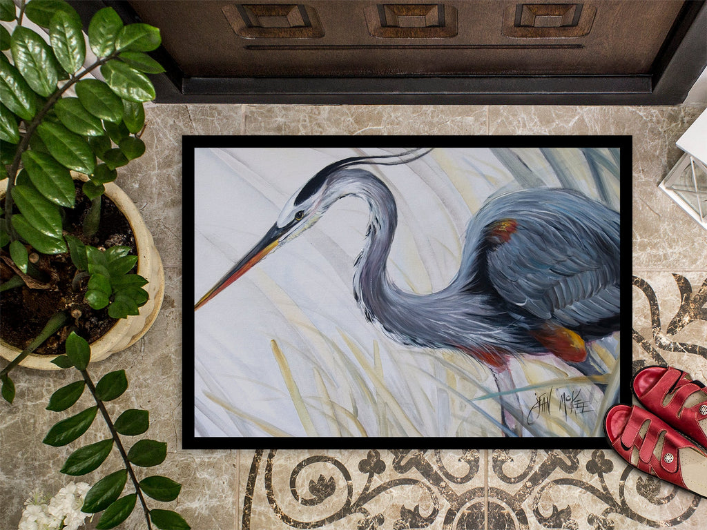 Blue Heron Frog hunting Doormat Indoor Outdoor 24H X 36W Front Door Mat Rugs for Entryway, Non Slip Washable Low Pile,