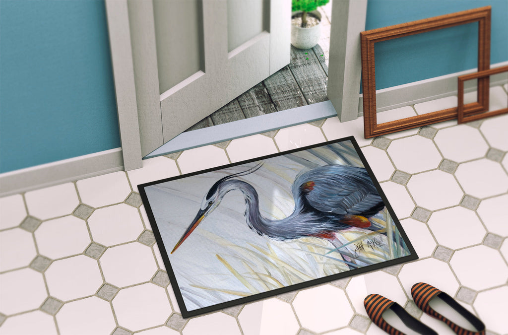 Blue Heron Frog hunting Doormat Indoor Outdoor 24H X 36W Front Door Mat Rugs for Entryway, Non Slip Washable Low Pile,