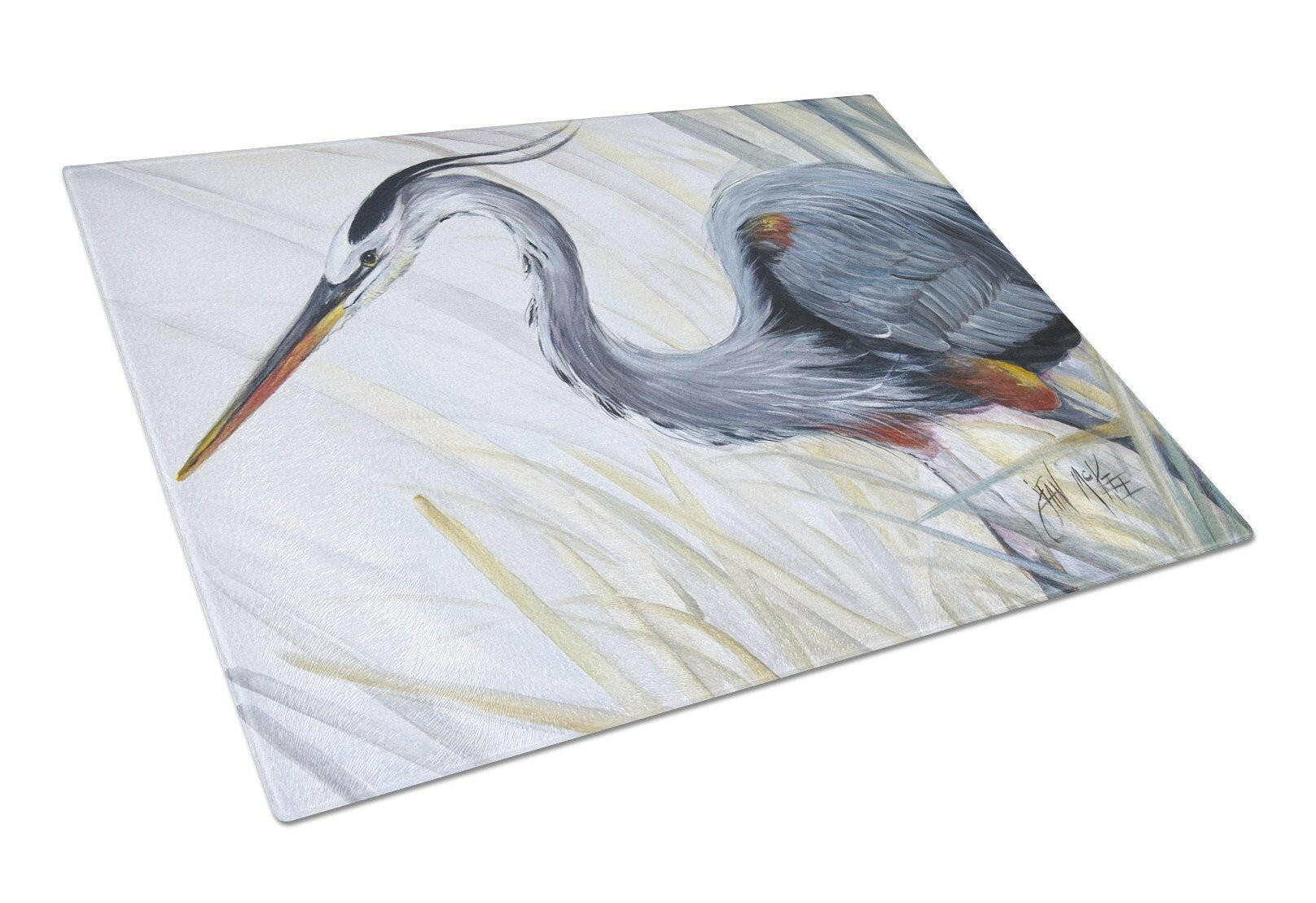 Blue Heron Frog hunting Cutting Board Tempered Glass Kitchen Cutting Surface, Heat Resistant Chopping, Non-Slip Feet, Food Prep & Serving