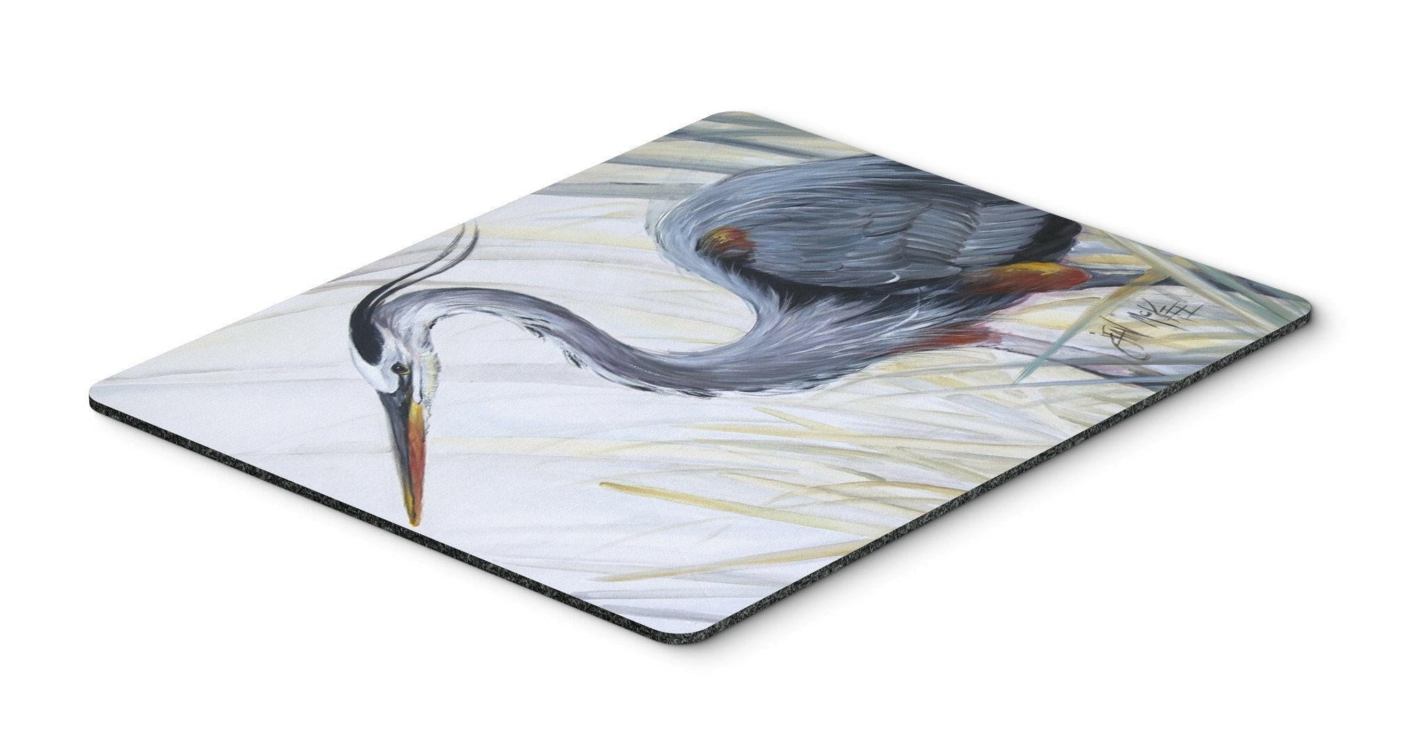 Blue Heron Frog hunting Mouse Pad, Heat Resistant Trivet Hot Pad , Non Slip Rubber Desk Mat, Kitchen Counter Protector, Home Office Decor Gift