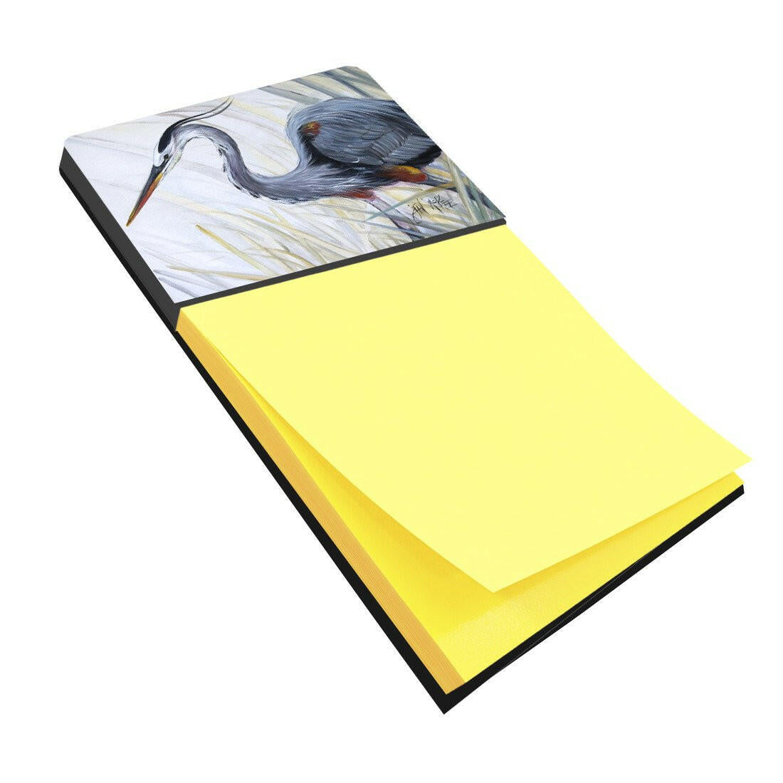 Blue Heron Frog hunting Watercolor Sticky Note Holder Refillable Dispenser Desk Accessory 3x3 Pad Gift
