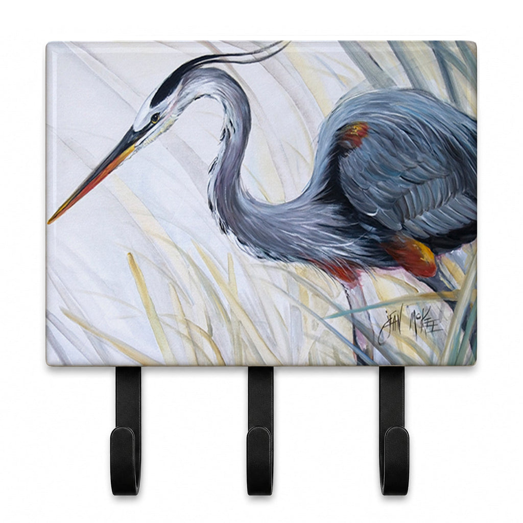 Blue Heron Frog hunting Leash or Key Holder Wall Hooks, Coat Rack Wall Mount, for Hanging Keys, Towels, Aprons, Leashes