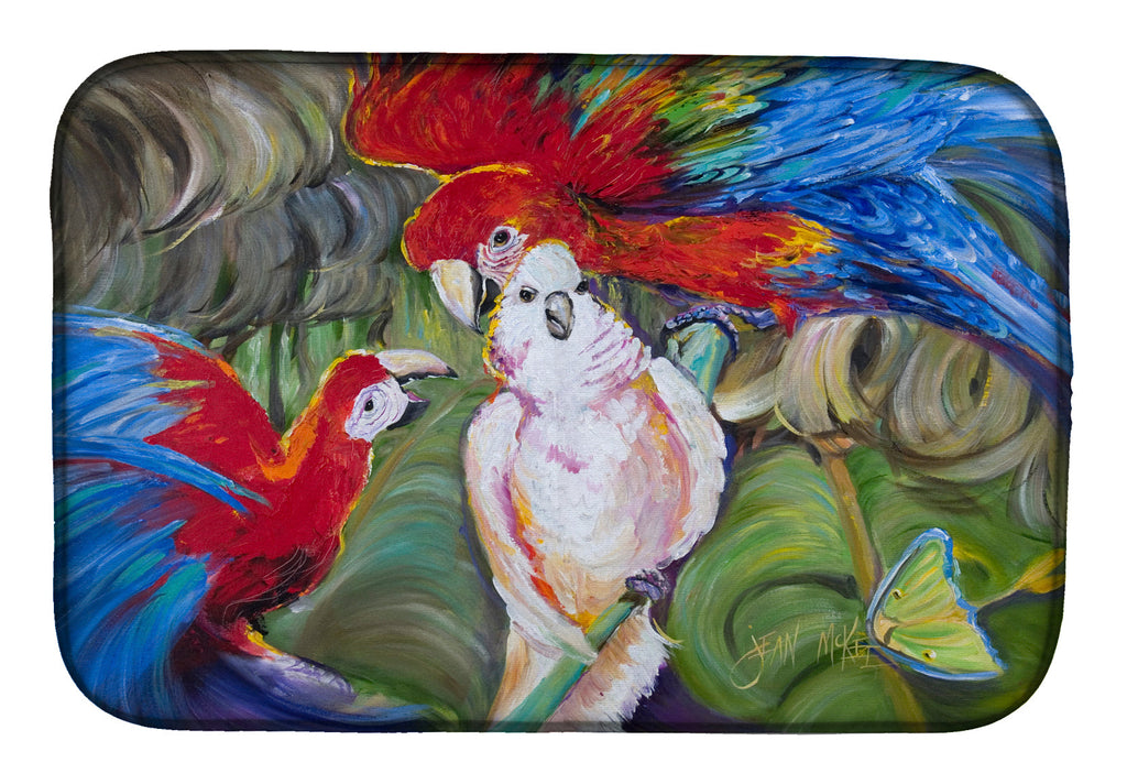 Menage-a-trois Parrots Dish Drying Mat Absorbent Dish Drying Mat Pad for Kitchen Counter Dish Drainer Mat for Countertop, 14 x 21", Multicolor