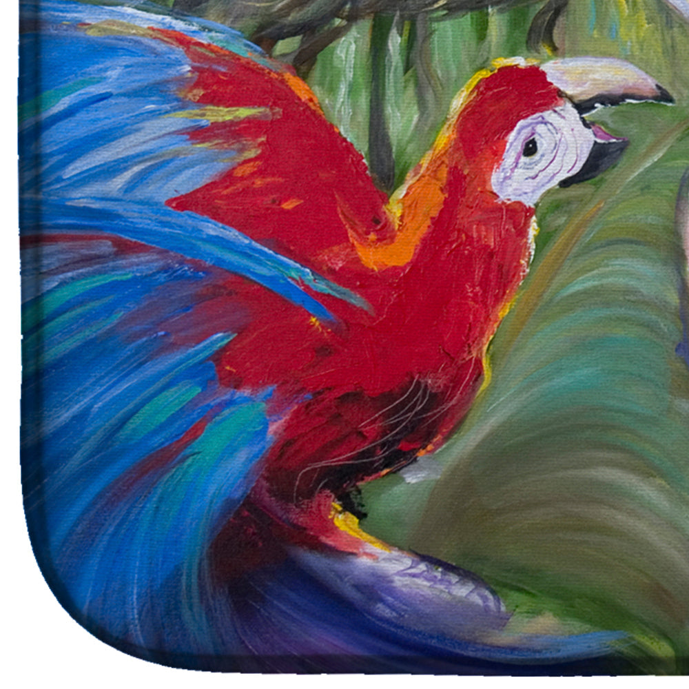 Menage-a-trois Parrots Dish Drying Mat Absorbent Dish Drying Mat Pad for Kitchen Counter Dish Drainer Mat for Countertop, 14 x 21", Multicolor
