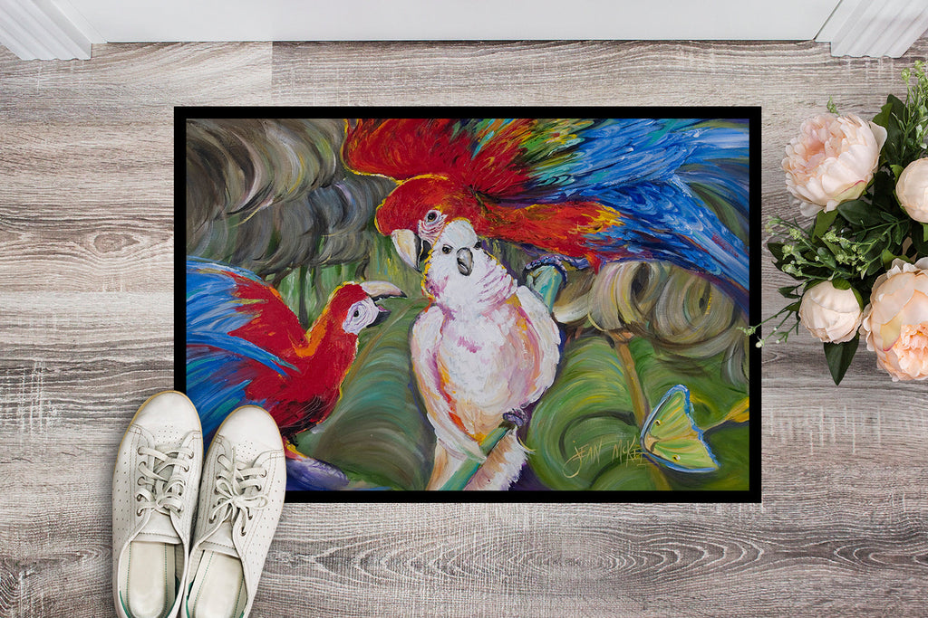 Menage-a-trois Parrots Doormat Indoor Outdoor 24H X 36W Front Door Mat Rugs for Entryway, Non Slip Washable Low Pile,