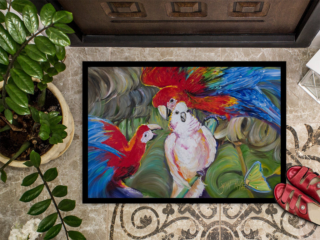 Menage-a-trois Parrots Doormat Indoor Outdoor 24H X 36W Front Door Mat Rugs for Entryway, Non Slip Washable Low Pile,