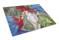 Menage-a-trois Parrots Cutting Board Tempered Glass Kitchen Cutting Surface, Heat Resistant Chopping, Non-Slip Feet, Food Prep & Serving