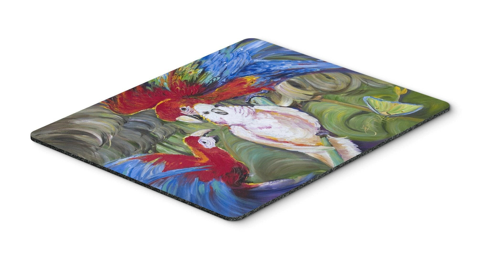 Menage-a-trois Parrots Mouse Pad, Heat Resistant Trivet Hot Pad , Non Slip Rubber Desk Mat, Kitchen Counter Protector, Home Office Decor Gift