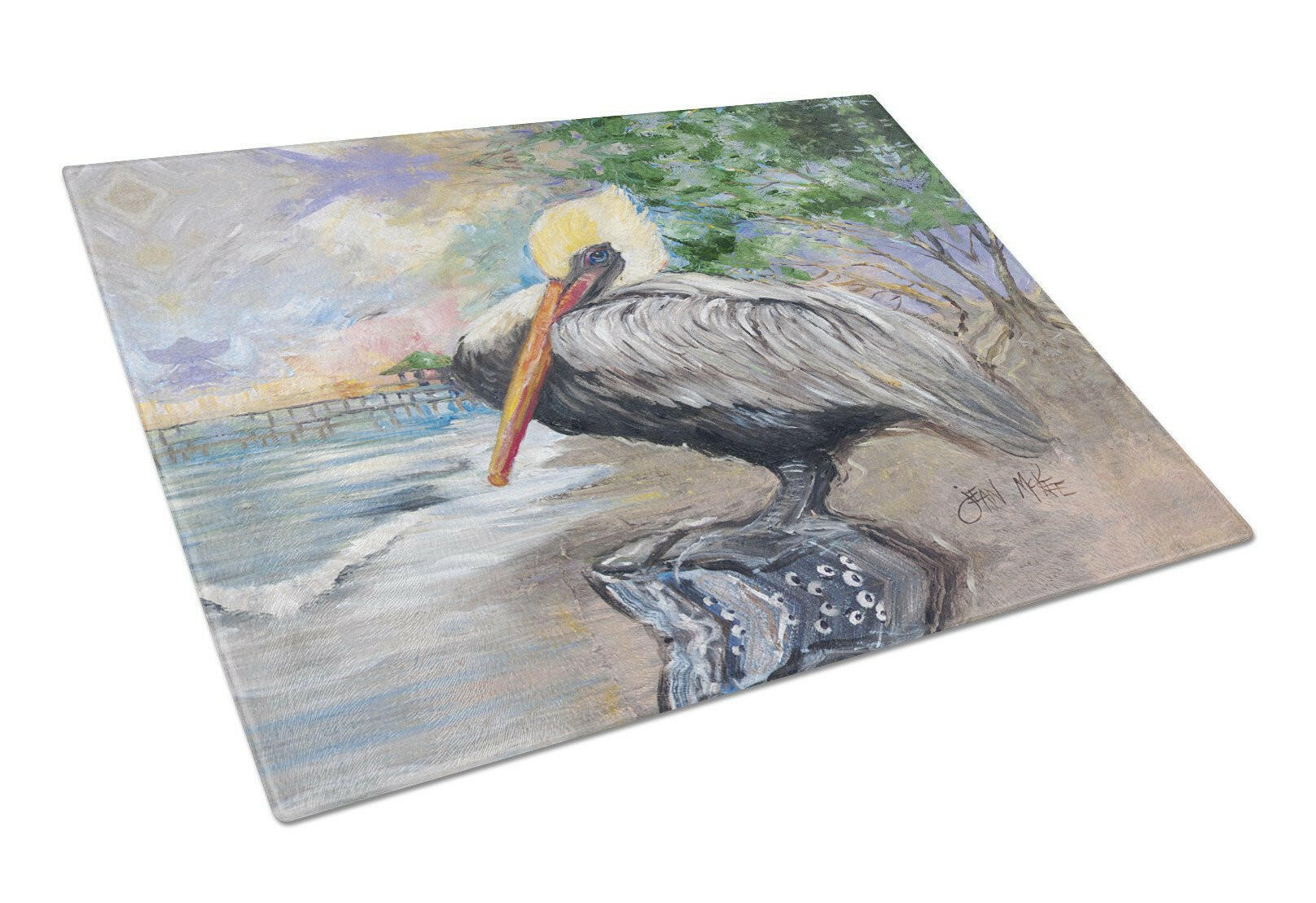 Pelican Bay Cutting Board Tempered Glass Kitchen Cutting Surface, Heat Resistant Chopping, Non-Slip Feet, Food Prep & Serving