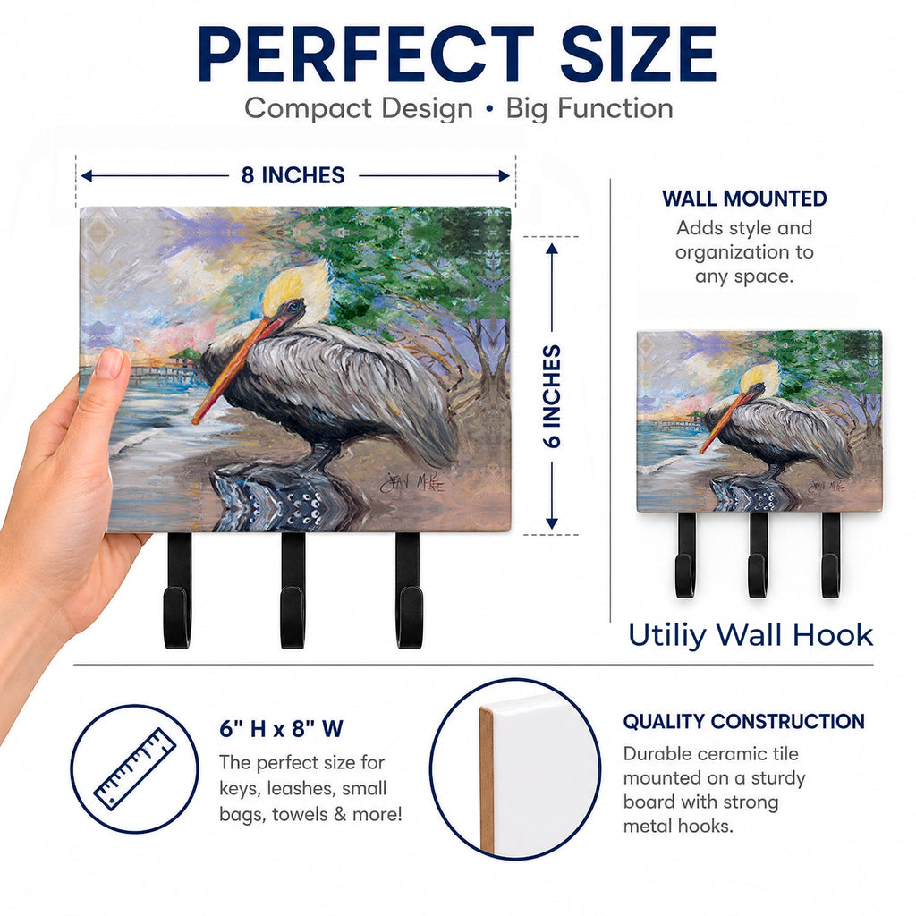 Pelican Bay Leash or Key Holder Wall Hooks, Coat Rack Wall Mount, for Hanging Keys, Towels, Aprons, Leashes