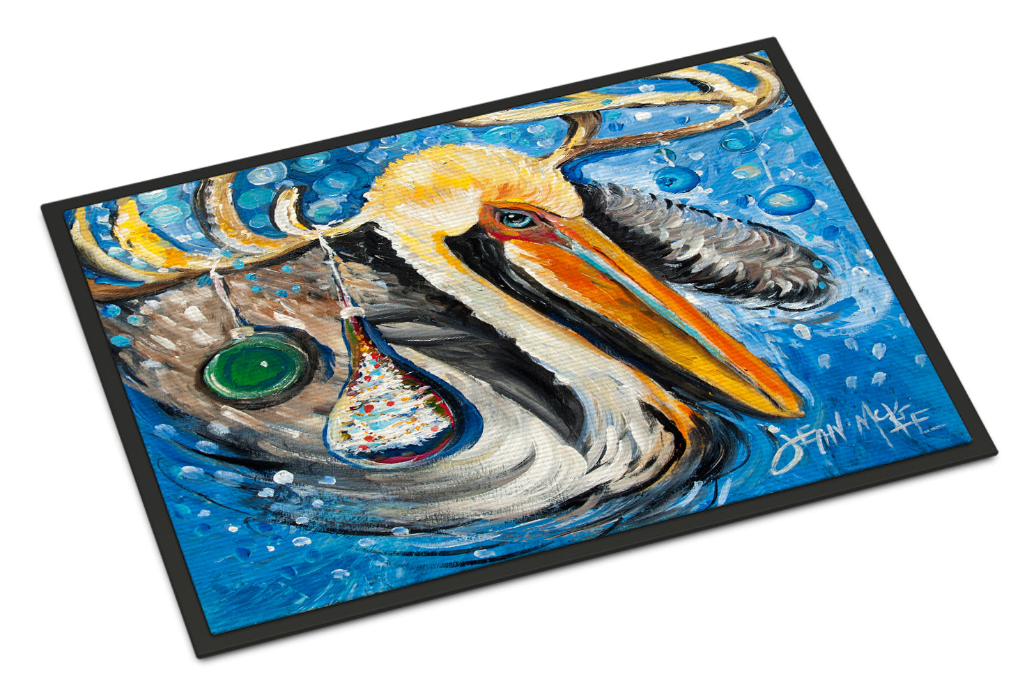 Pelican Dressed as a Reindeer Doormat Indoor Outdoor 24H X 36W Front Door Mat Rugs for Entryway, Non Slip Washable Low Pile,
