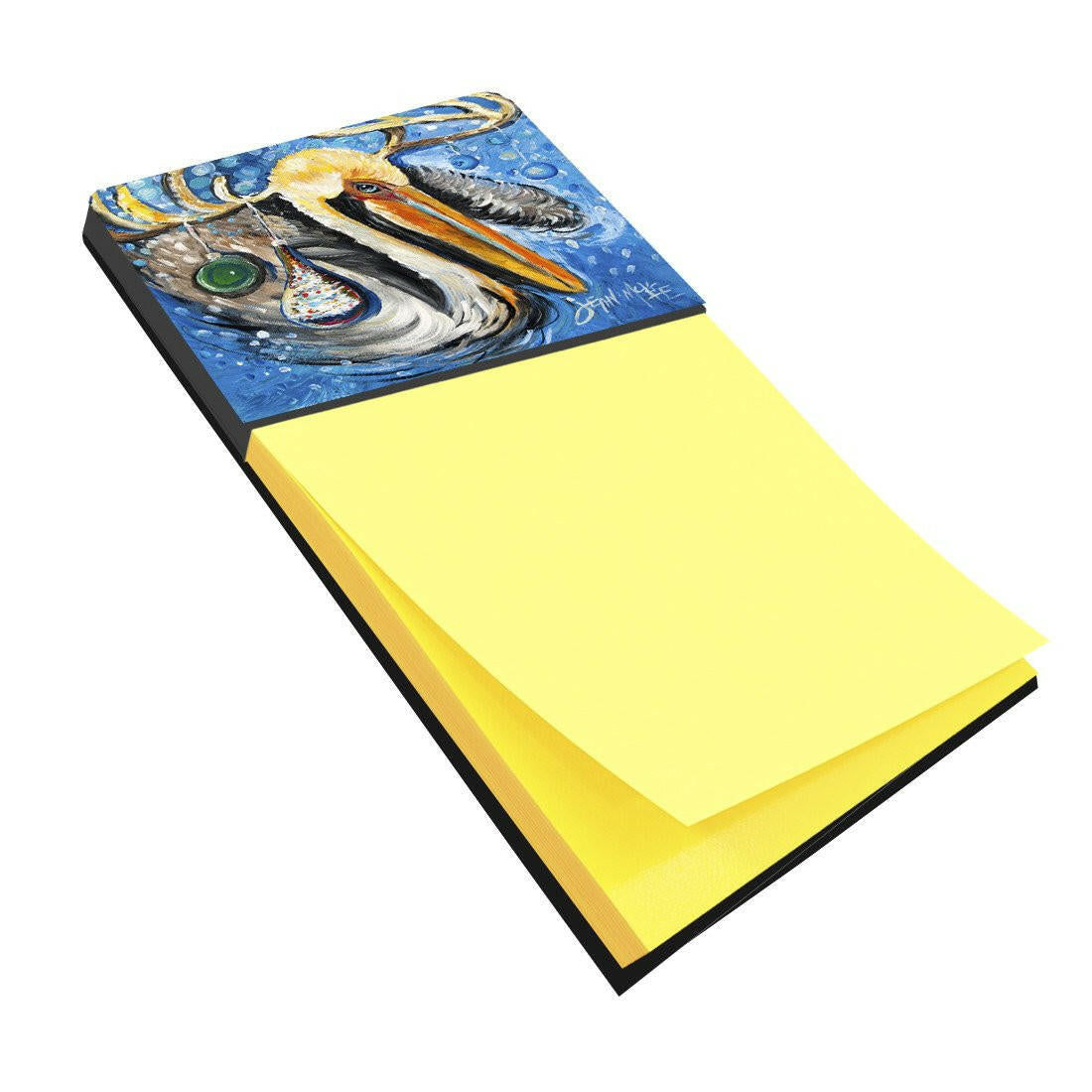 Pelican Dressed as a Reindeer Watercolor Sticky Note Holder Refillable Dispenser Desk Accessory 3x3 Pad Gift