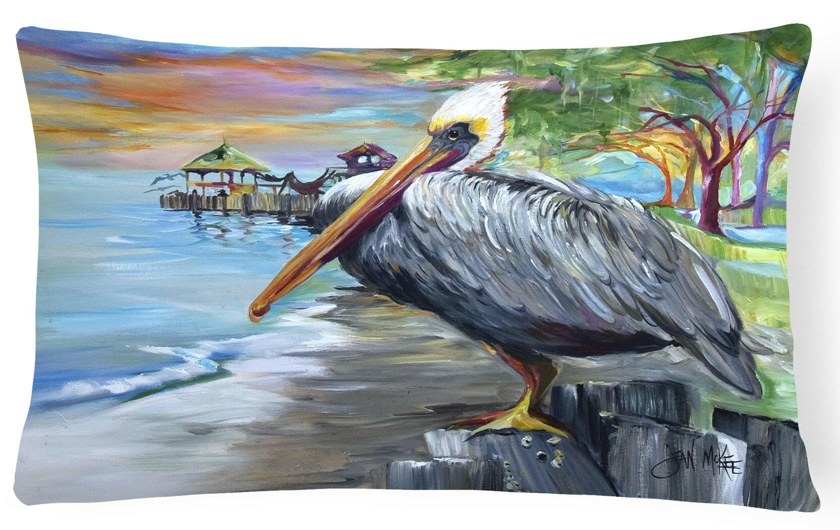 Pelican view Decorative Throw Pillow 12x16 Indoor Outdoor Accent Cushion, Fabric Cover with Insert for Sofa, Bed, Porch & Living Room