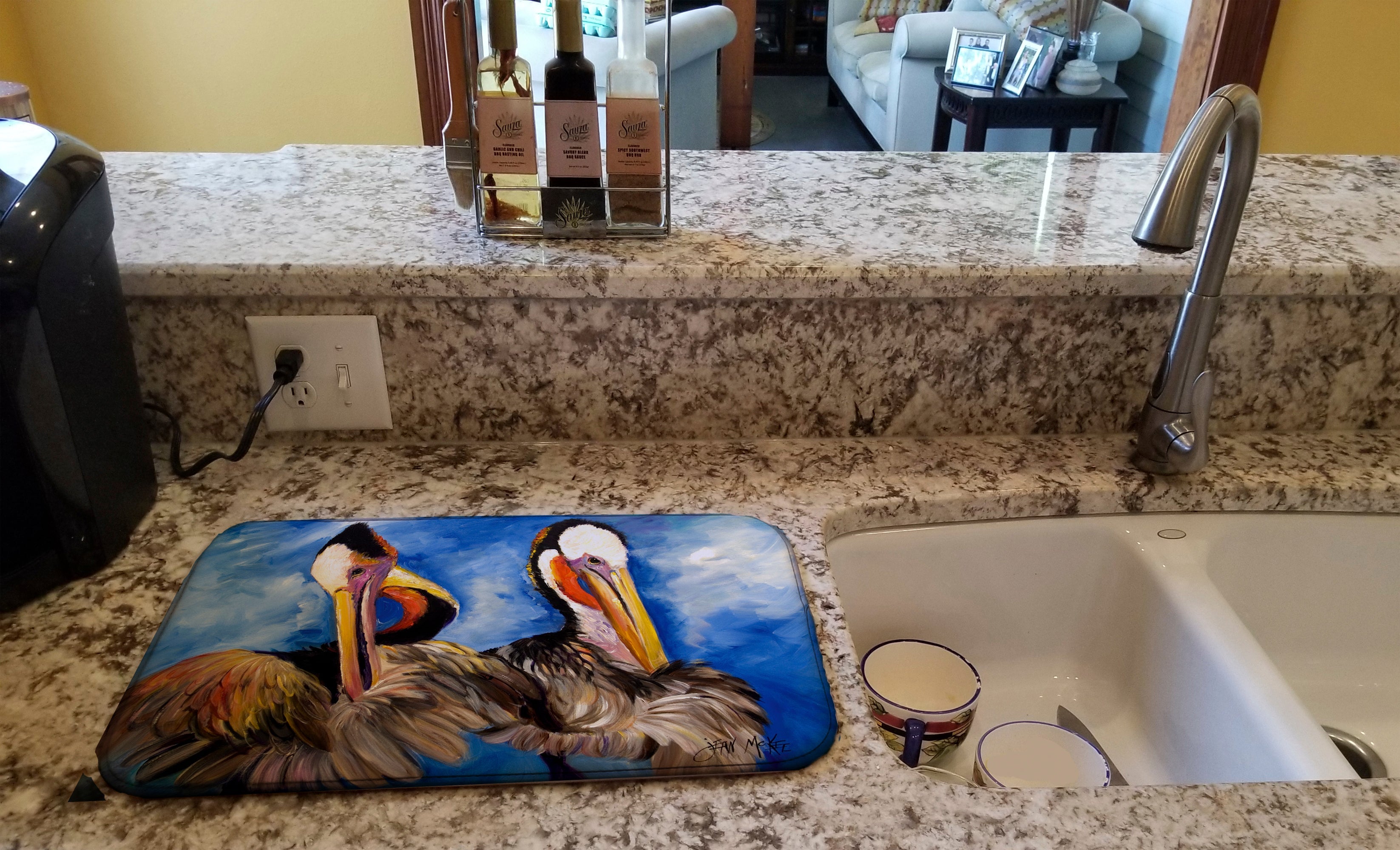 Pelican Brothers Dish Drying Mat Absorbent Dish Drying Mat Pad for Kitchen Counter Dish Drainer Mat for Countertop, 14 x 21", Multicolor