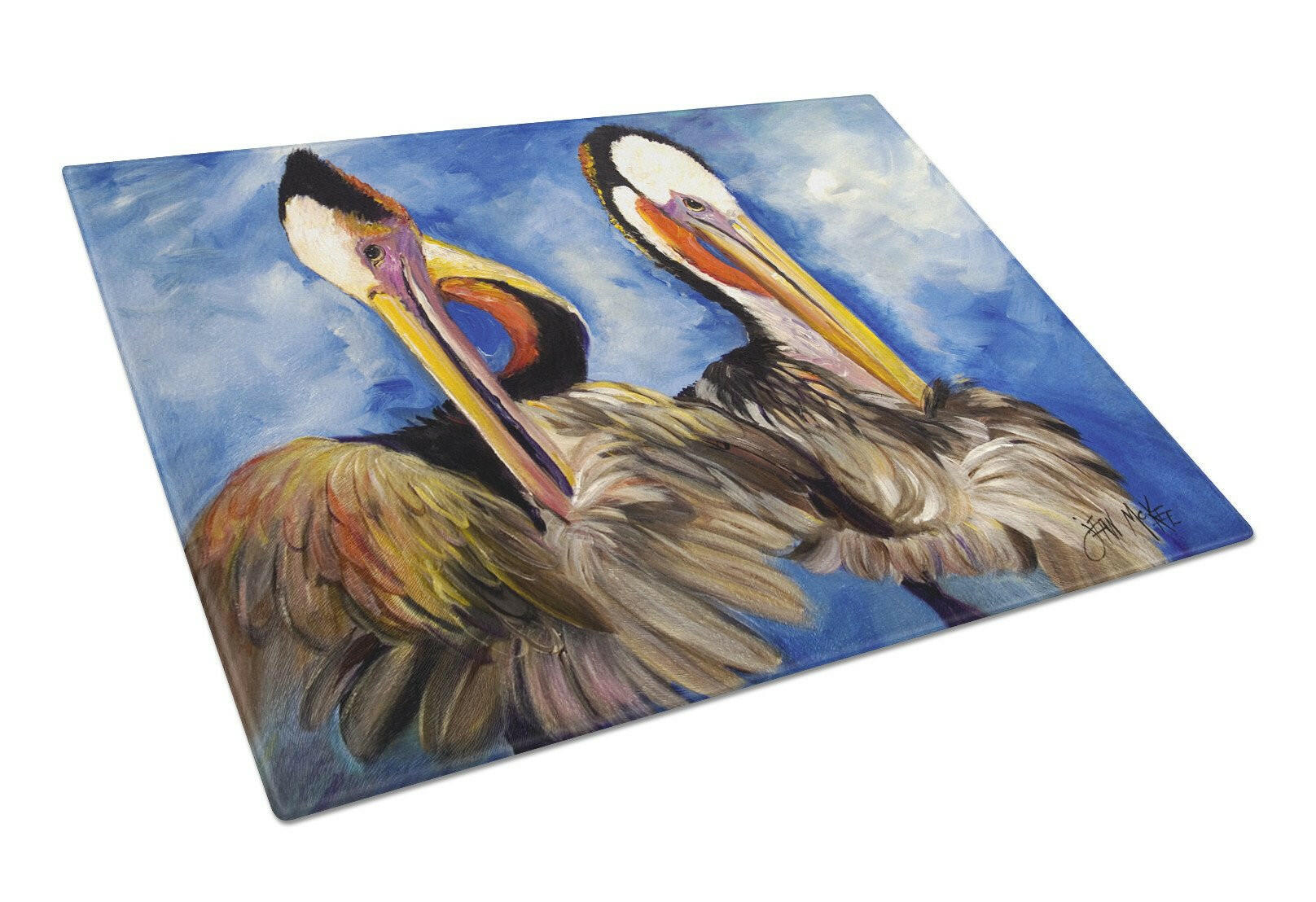 Pelican Brothers Cutting Board Tempered Glass Kitchen Cutting Surface, Heat Resistant Chopping, Non-Slip Feet, Food Prep & Serving