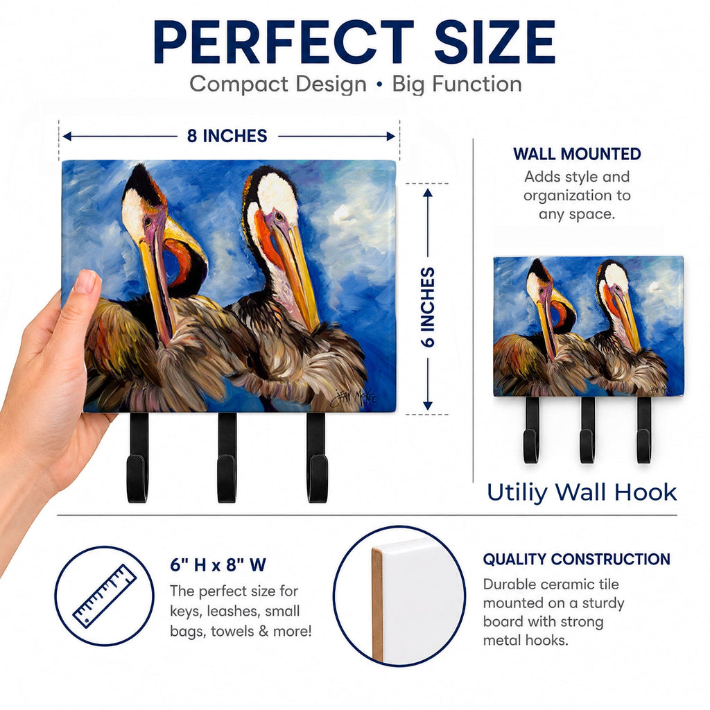 Pelican Brothers Leash or Key Holder Wall Hooks, Coat Rack Wall Mount, for Hanging Keys, Towels, Aprons, Leashes