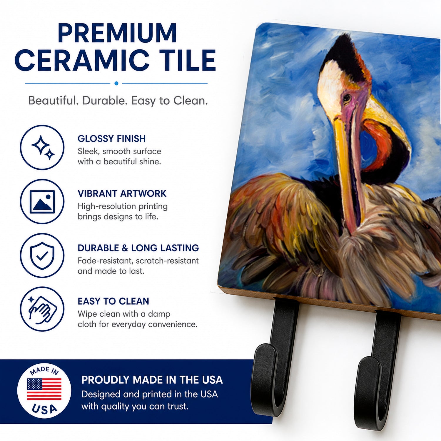 Pelican Brothers Leash or Key Holder Wall Hooks, Coat Rack Wall Mount, for Hanging Keys, Towels, Aprons, Leashes