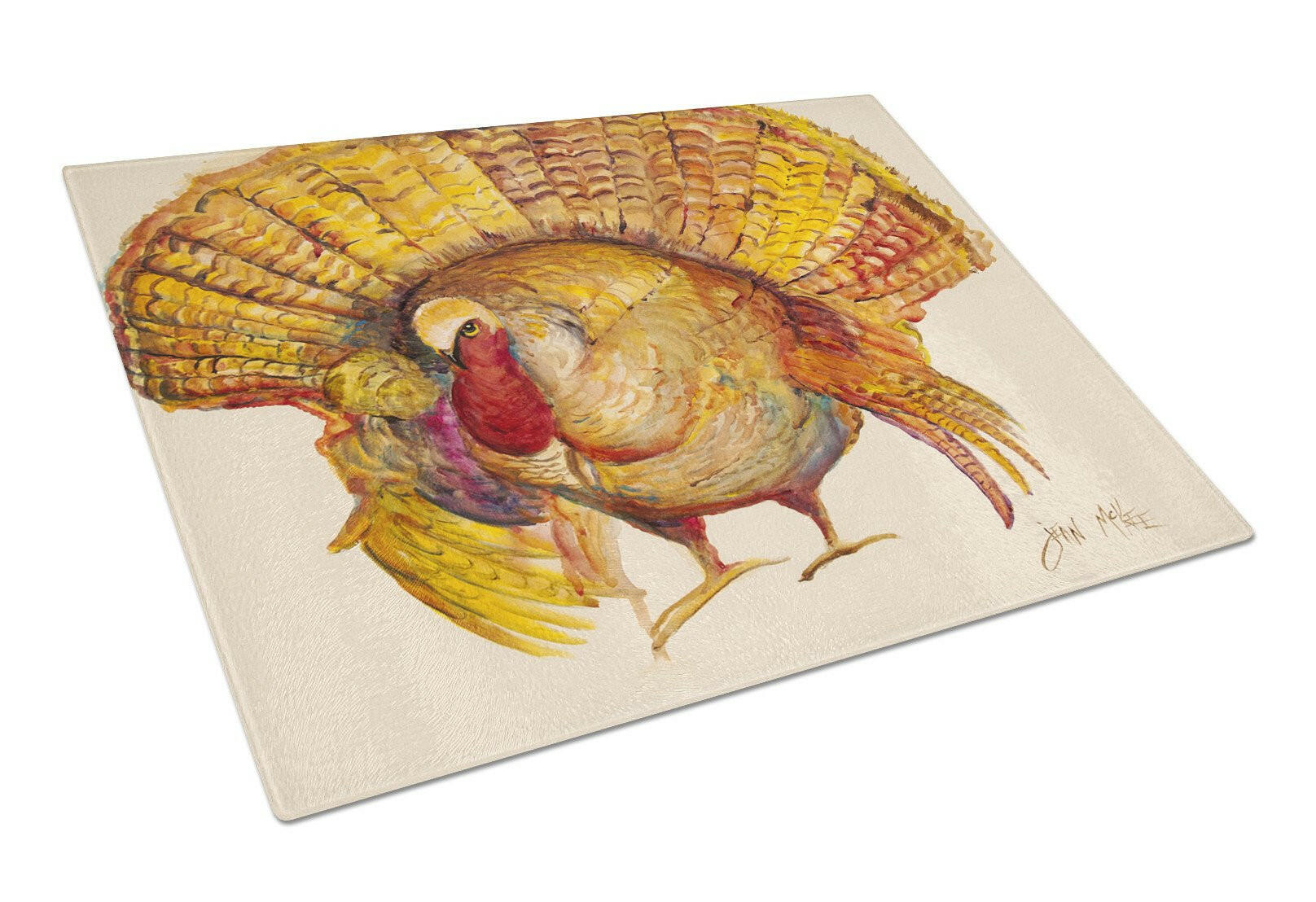 Turkey Cutting Board Tempered Glass Kitchen Cutting Surface, Heat Resistant Chopping, Non-Slip Feet, Food Prep & Serving