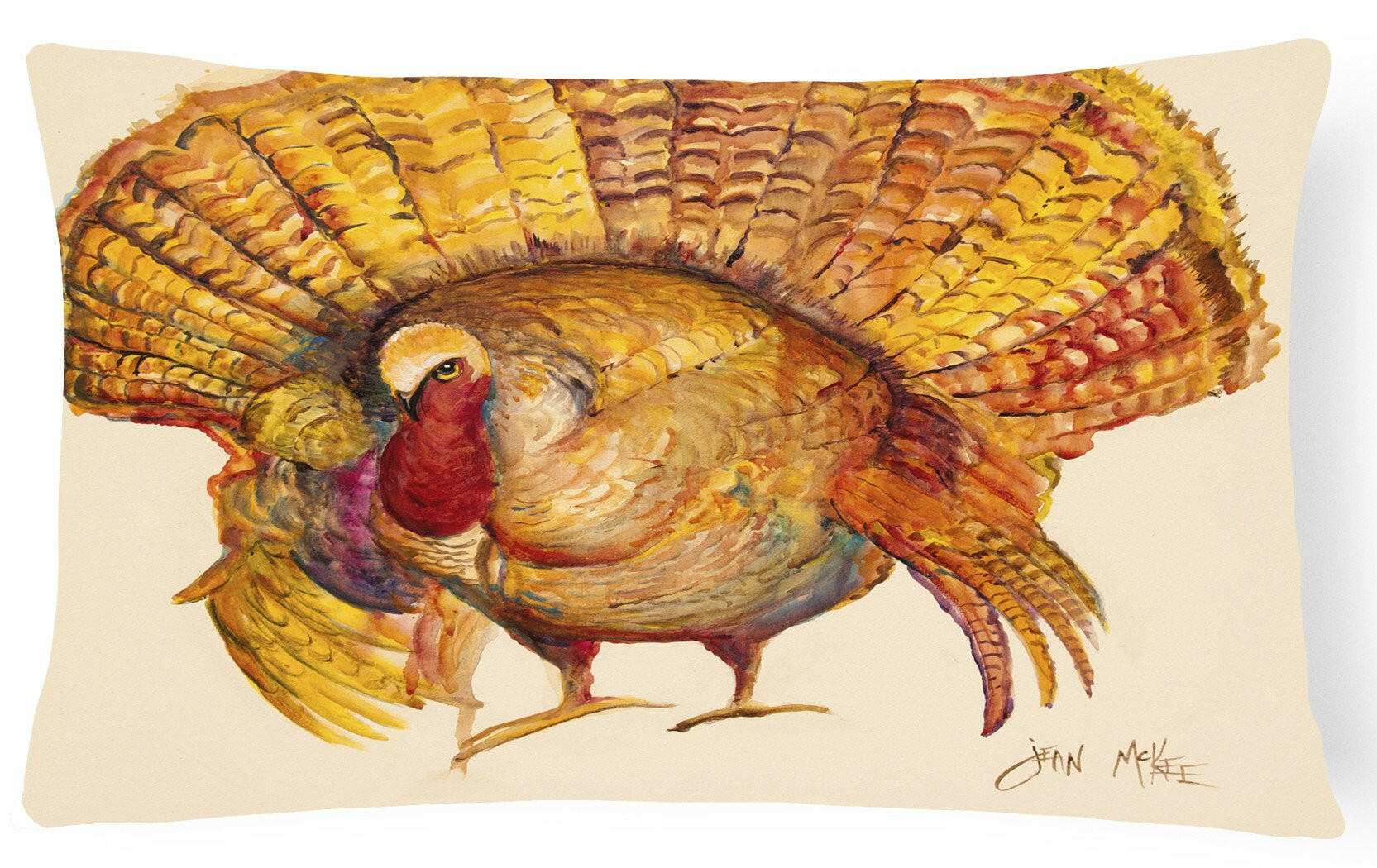 Turkey Decorative Throw Pillow 12x16 Indoor Outdoor Accent Cushion, Fabric Cover with Insert for Sofa, Bed, Porch & Living Room