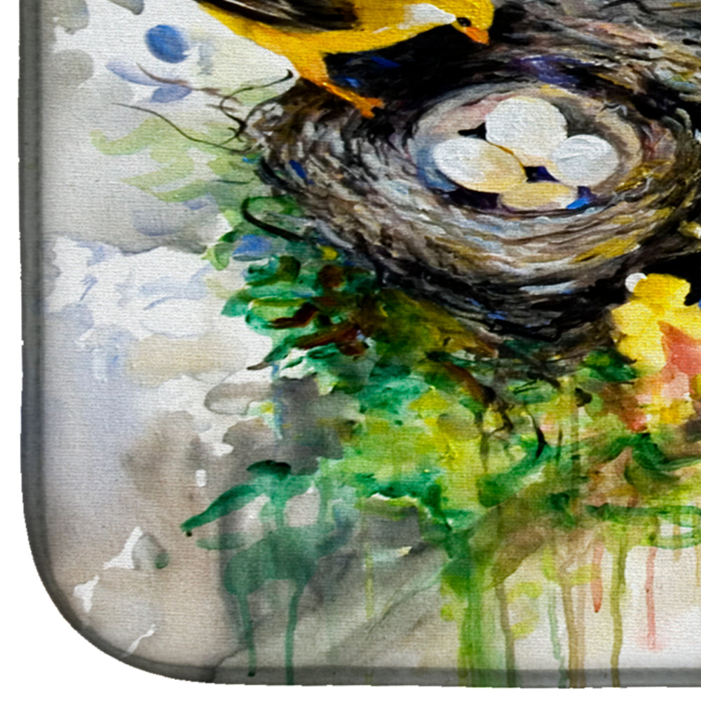 Spring Birds Dish Drying Mat Absorbent Dish Drying Mat Pad for Kitchen Counter Dish Drainer Mat for Countertop, 14 x 21", Multicolor