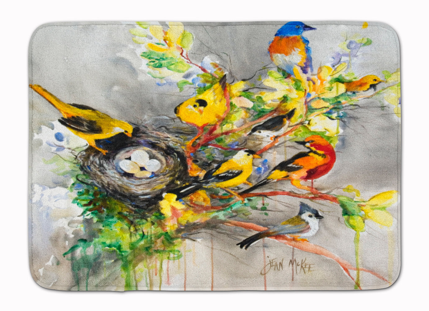 Spring Birds Memory Foam Kitchen Mat Machine Washable Anti-Fatigue Cushion Comfort Bath or Kitchen Rug