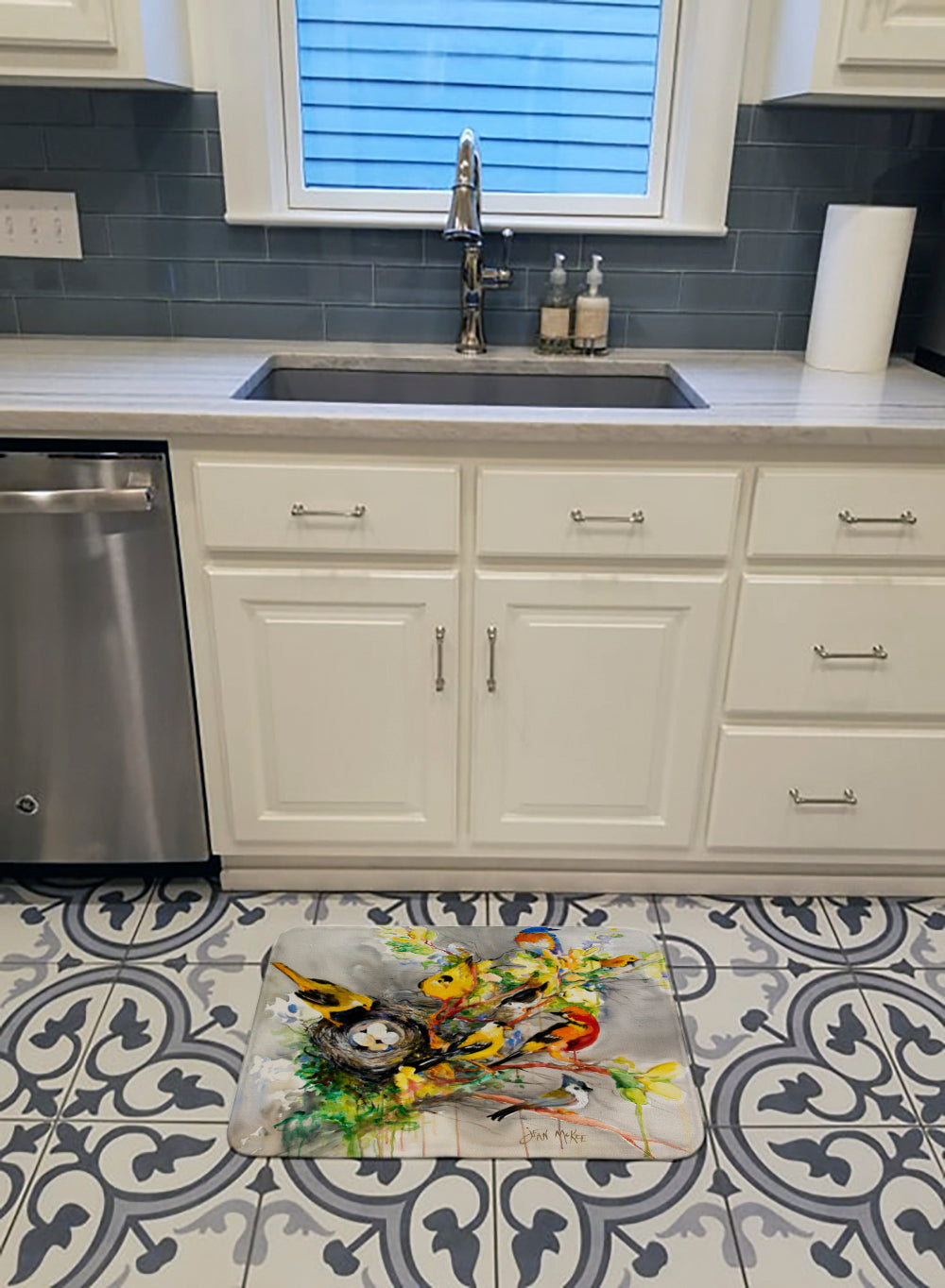 Spring Birds Memory Foam Kitchen Mat Machine Washable Anti-Fatigue Cushion Comfort Bath or Kitchen Rug