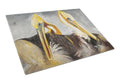 Pelicans Preening Cutting Board Tempered Glass Kitchen Cutting Surface, Heat Resistant Chopping, Non-Slip Feet, Food Prep & Serving