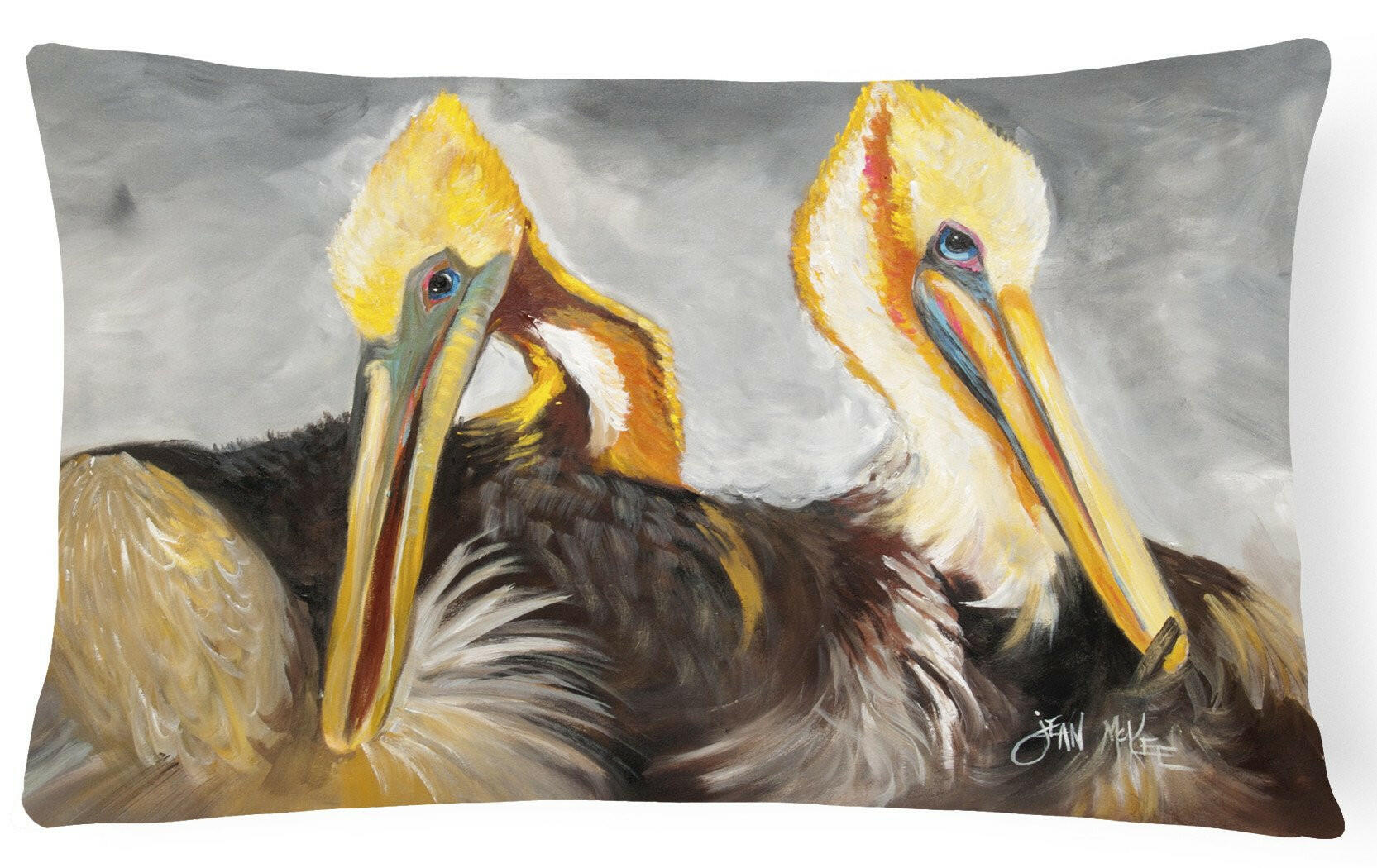 Pelicans Preening Decorative Throw Pillow 12x16 Indoor Outdoor Accent Cushion, Fabric Cover with Insert for Sofa, Bed, Porch & Living Room