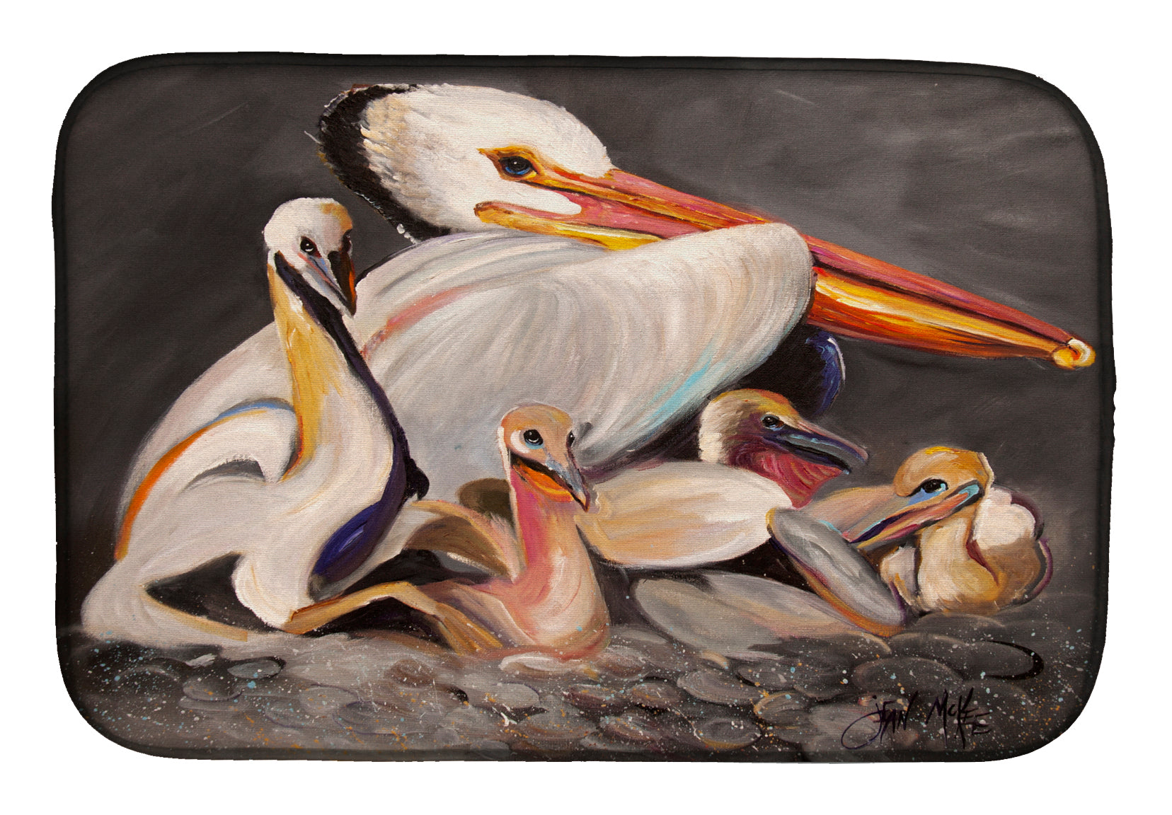 White Pelicans Dish Drying Mat Absorbent Dish Drying Mat Pad for Kitchen Counter Dish Drainer Mat for Countertop, 14 x 21", Multicolor