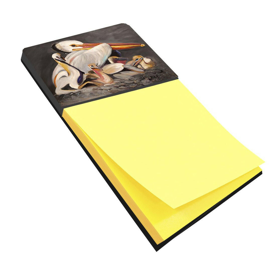 White Pelicans Watercolor Sticky Note Holder Refillable Dispenser Desk Accessory 3x3 Pad Gift