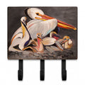 White Pelicans Leash or Key Holder Wall Hooks, Coat Rack Wall Mount, for Hanging Keys, Towels, Aprons, Leashes