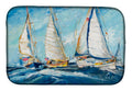 Roll me over Sailboats Dish Drying Mat Absorbent Dish Drying Mat Pad for Kitchen Counter Dish Drainer Mat for Countertop, 14 x 21", Multicolor
