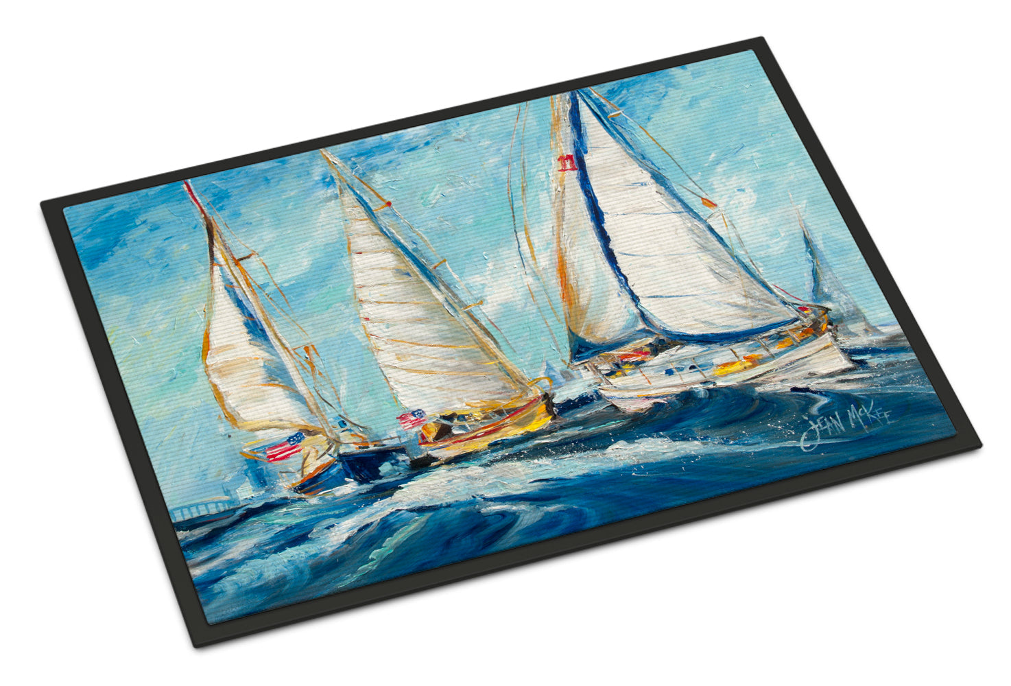 Roll me over Sailboats Doormat Indoor Outdoor 24H X 36W Front Door Mat Rugs for Entryway, Non Slip Washable Low Pile,