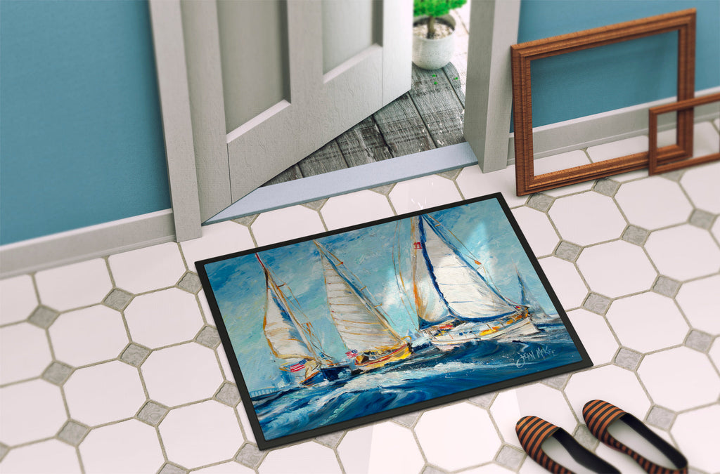 Roll me over Sailboats Doormat Indoor Outdoor 24H X 36W Front Door Mat Rugs for Entryway, Non Slip Washable Low Pile,
