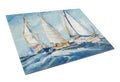 Roll me over Sailboats Cutting Board Tempered Glass Kitchen Cutting Surface, Heat Resistant Chopping, Non-Slip Feet, Food Prep & Serving