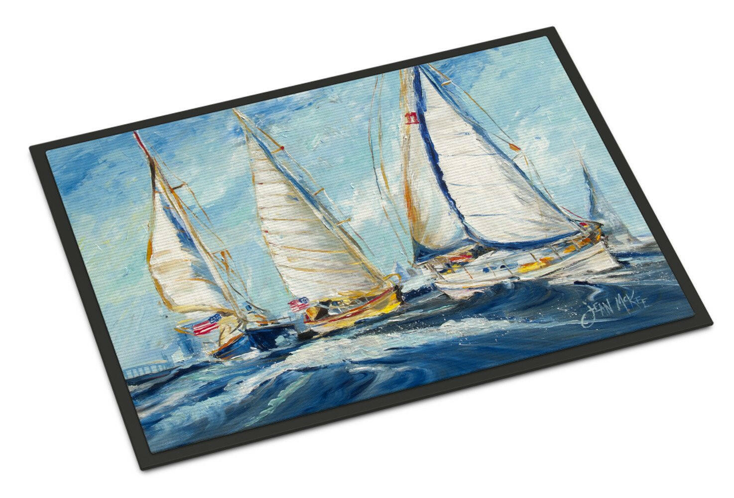 Roll me over Sailboats Doormat Indoor Outdoor 18H X 27W Front Door Mat Rugs for Entryway, Non Slip Washable