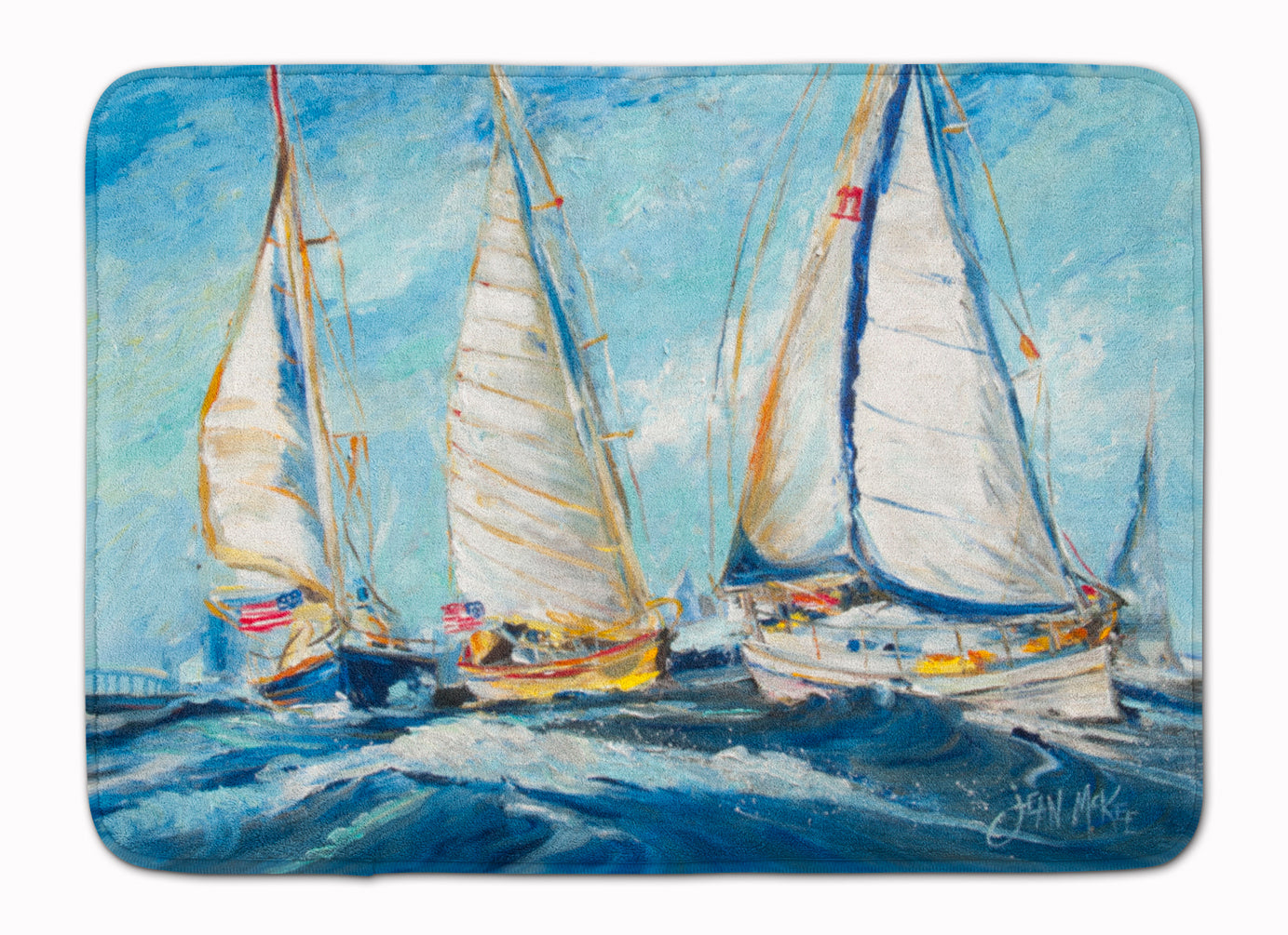 Roll me over Sailboats Memory Foam Kitchen Mat Machine Washable Anti-Fatigue Cushion Comfort Bath or Kitchen Rug