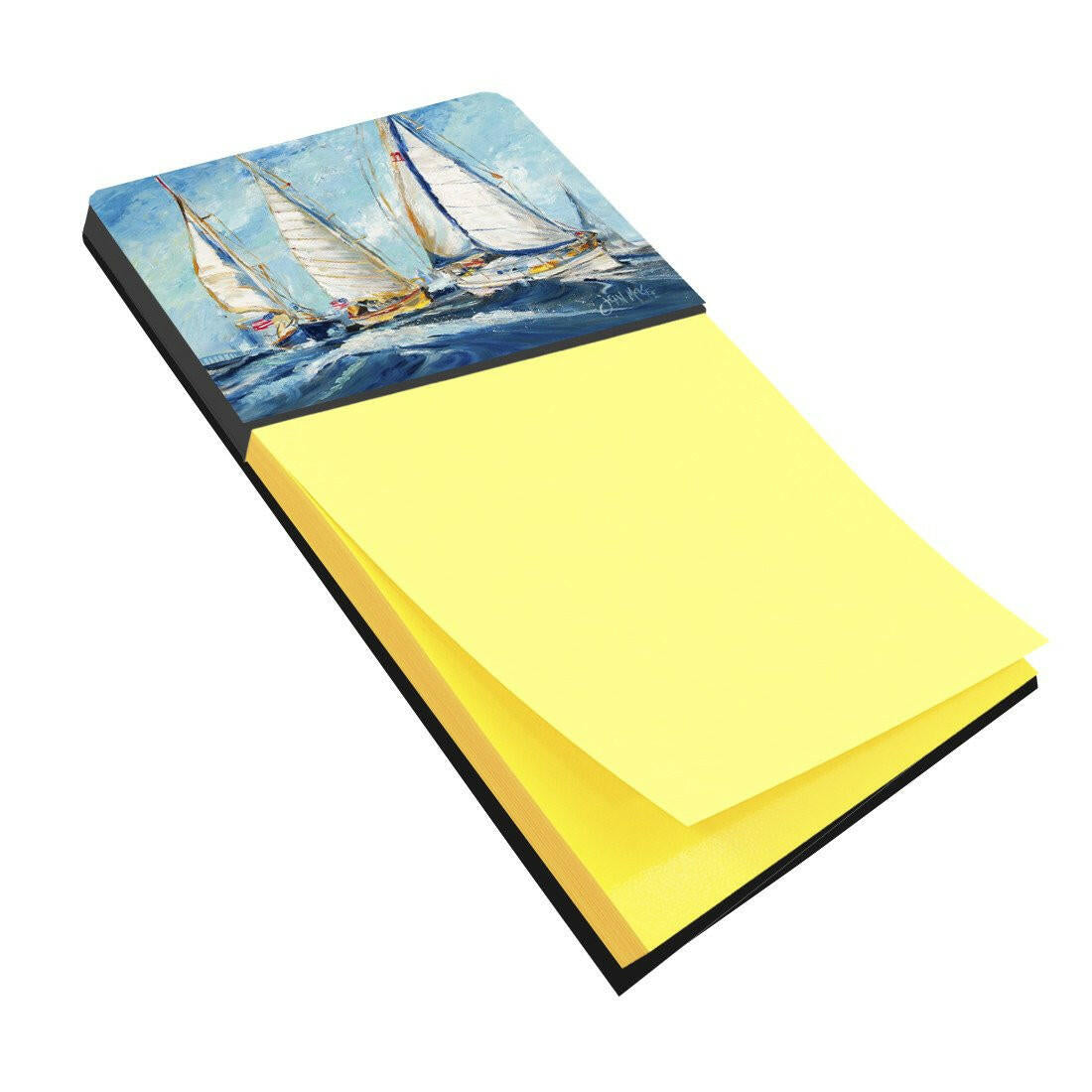 Roll me over Sailboats Watercolor Sticky Note Holder Refillable Dispenser Desk Accessory 3x3 Pad Gift