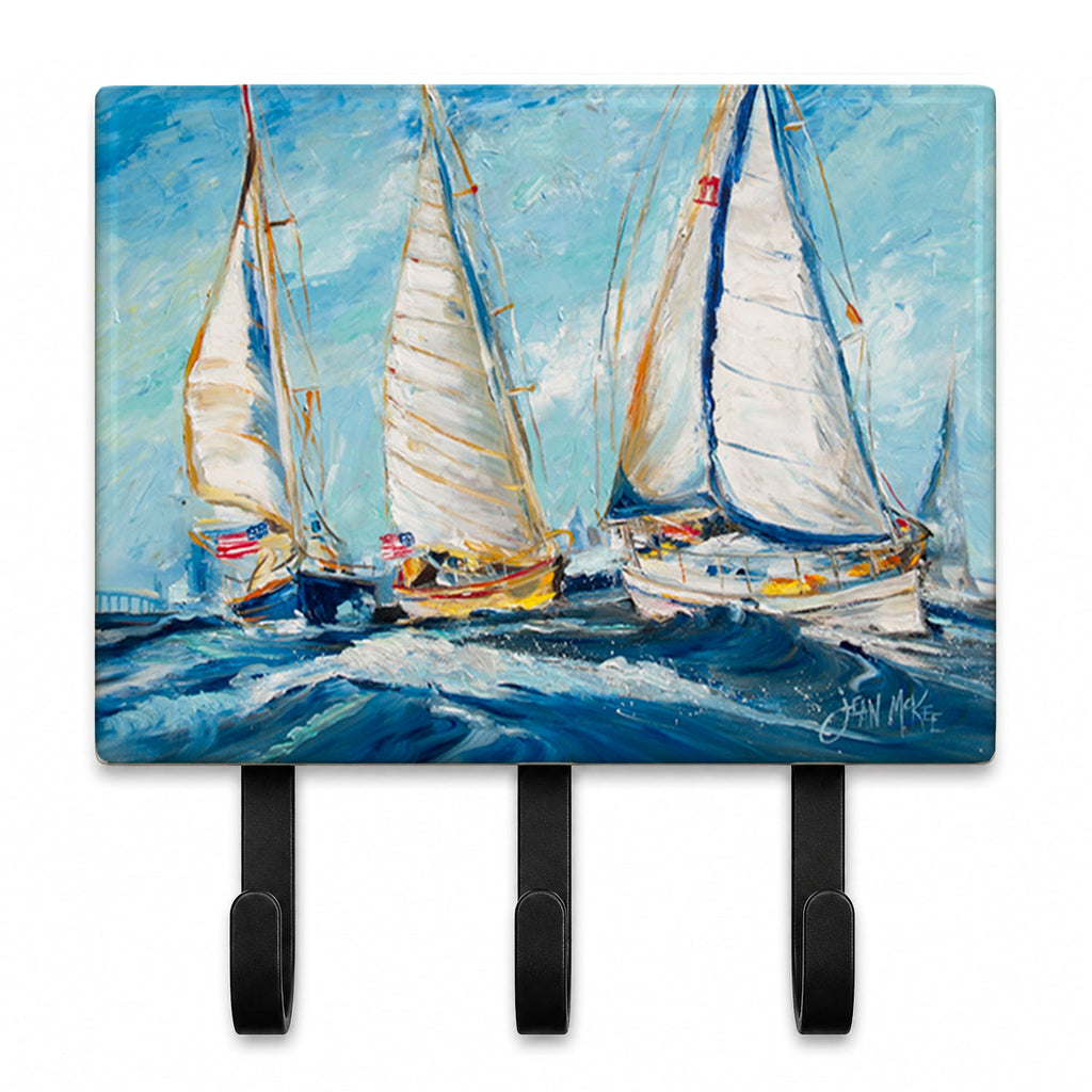 Roll me over Sailboats Leash or Key Holder Wall Hooks, Coat Rack Wall Mount, for Hanging Keys, Towels, Aprons, Leashes